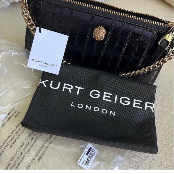 KURT GEIGER LONDON NWT Patent leather Shoreditch Shoulder Pochette Bag - Picture 6 of 16